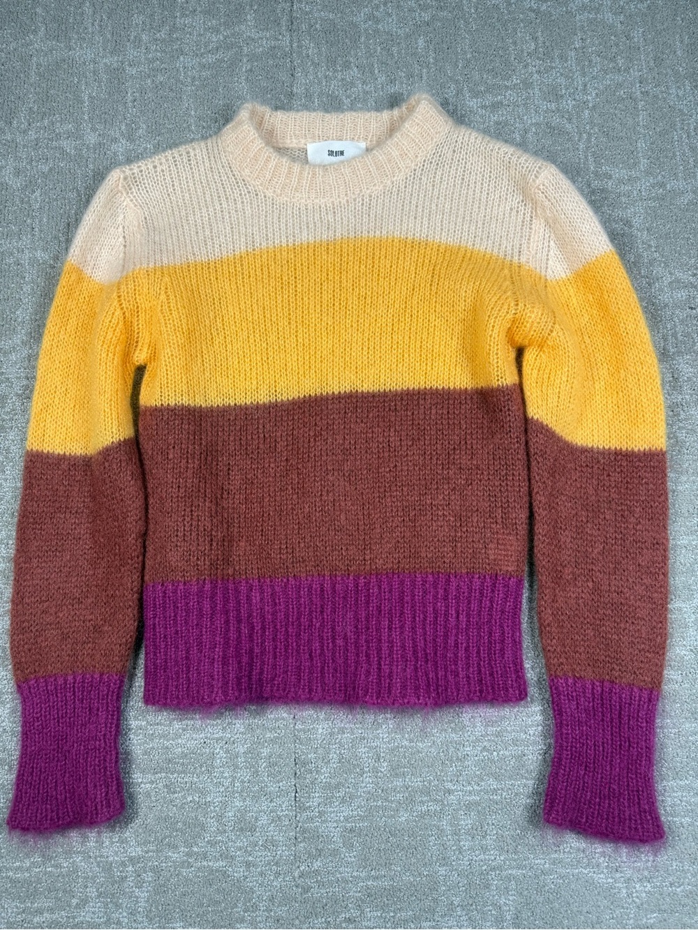 Solotre Mohair Blend Crewneck Long Sleeve Made in Italy Sweater Size 1